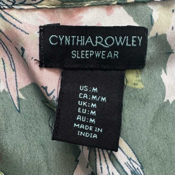 Cynthia Rowley Silky Satin Green Pink Floral 2pc matching set Pajamas Bottoms 🌶️ - Picture 2 of 4